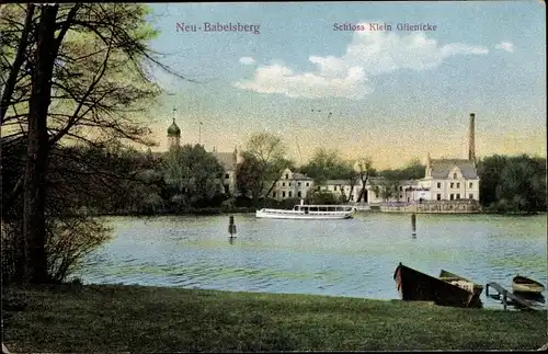 Ak Klein Glienicke Neubabelsberg Potsdam in Brandenburg, Blick zum Schloss, Salondampfer