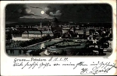 Mondschein Litho Potsdam in Brandenburg, Stadtpanorama