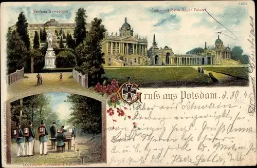 Litho Potsdam in Brandenburg, Schloss Sanssouci, Neues Palais, Lehrbataillon, Schiesstand