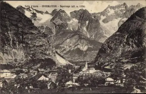 Ak Courmayeur Valle D'Aosta Italien, Gesamtansicht