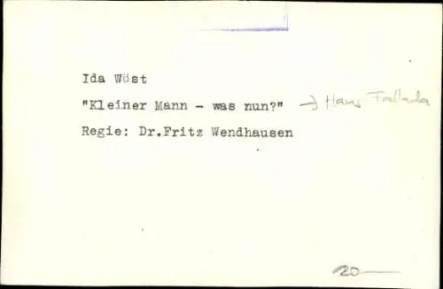 Foto Ak Schauspielerin Ida Wüst, Szene Kleiner Mann - was nun?, Hans Fallada, Autogramm