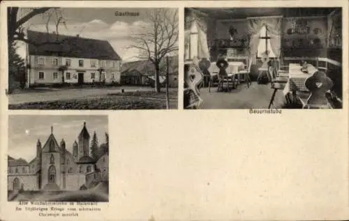 Ak Choiniec Hainwald Czaple Hockenau Schlesien, Gasthaus G. Nixdorf, Bauernstube, Wohlfahrtskirche