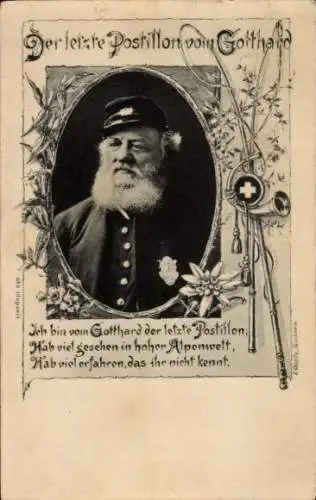 Ak Alois Zgraggen, Der letzte Postillon vom Gotthard, Portrait