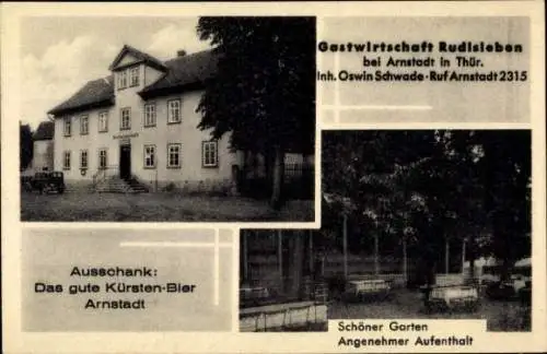 Ak Rudisleben Arnstadt in Thüringen, Gastwirtschaft, Gartenpartie
