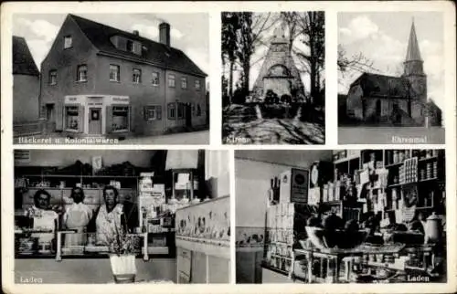 Ak Windischholzhausen Erfurt Thüringen, Bäckerei, Kolonialwarenhandlung, Kirche, Ehrenmal, Laden