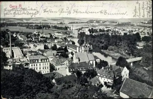 Ak Gera in Thüringen, Panoramablick von Schloss Osterstein aus, Untermhaus