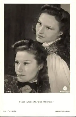 Ak Schauspielerinnen Hedi und Margot Höpfner, Portrait, Film Foto Verlag A 3614/1