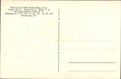 Ak Dampfer Deutschland, HAPAG