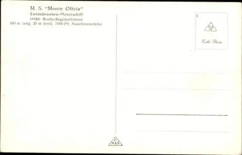 Ak Zweischrauben-Motorschiff MS Monte Olivia, HSDG