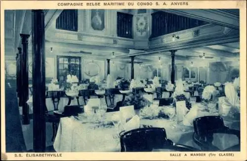 Ak Liner SS Elisabethville, Esszimmer, Belgian Line