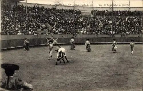 Ak Stierkampf, Pose der Banderilles vor dem Cuarteo