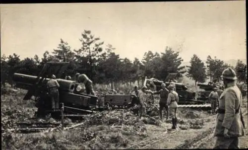 Ak Französisches Geschütz wird beladen, 1940