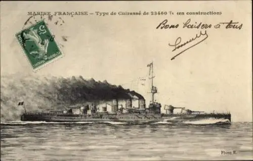 Ak Französisches Kriegsschiff, Französische Marine