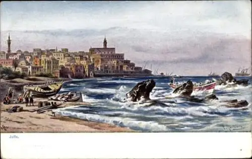 Künstler Ak Perlberg, F., Tel Aviv Jaffa Israel, Blick auf den Ort