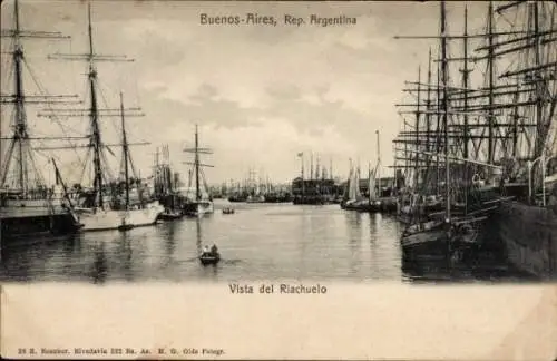 Ak Buenos Aires Argentinien, Vista del Riachuelo, Segelschiffe im Hafen