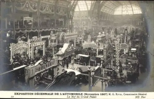 Ak Automobil-Ausstellung Paris 1907, Grand Palais, Ausstellungspalast