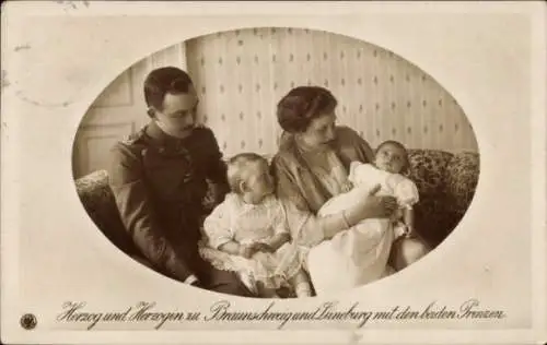 Ak Herzog Ernst August von Braunschweig, Prinzessin Victoria Luise, Prinzen, NPG