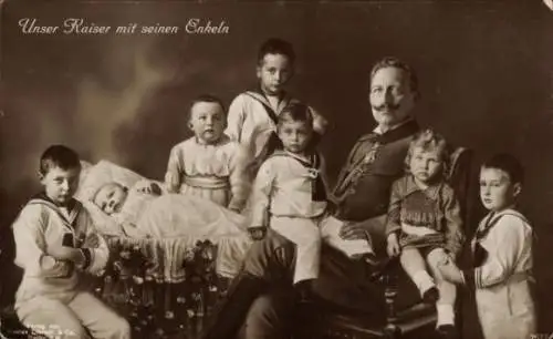 Ak Kaiser Wilhelm II., Portrait mit seinen Enkeln, Liersch 7577