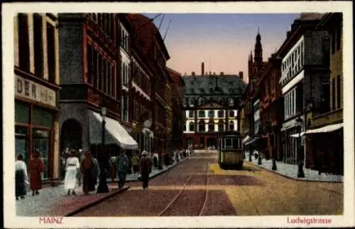 Ak Mainz am Rhein, Ludwigstraße, Straßenbahn