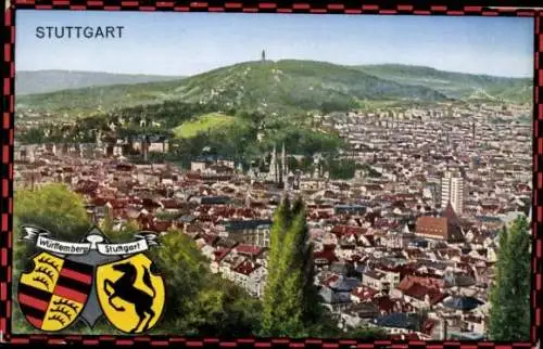 Wappen Ak Stuttgart am Neckar, Gesamtansicht