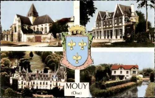 Ak Mouy Oise, Kirche, Gebäude, Wappen