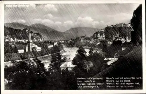 Ak Salzburg in Österreich, Ort an einem Regentag