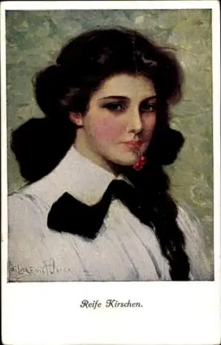Künstler Ak Underwood, Clarence, Reife Kirschen, Frauenportrait, M. Munk Nr. 832