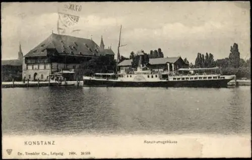 Ak Konstanz Bodensee, Konziliumsgebäude, Dampfer Konstanz