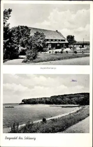 Ak Borgwedel an der Schlei, Jugendherberge, See