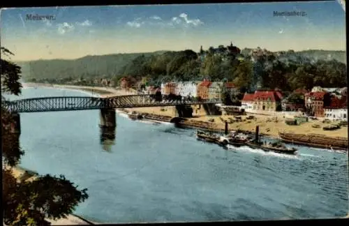 Ak Meißen in Sachsen, Martinsberg, Brücke, Dampfer