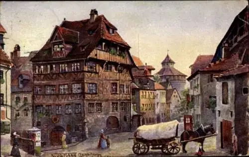 Künstler Ak Sollmann, Nürnberg Mittelfranken, Albrecht Dürer Haus, Kutsche