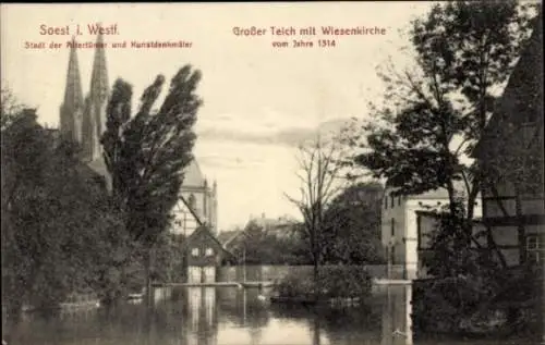 Ak Soest in Westfalen, Großer Teich, Wiesenkirche