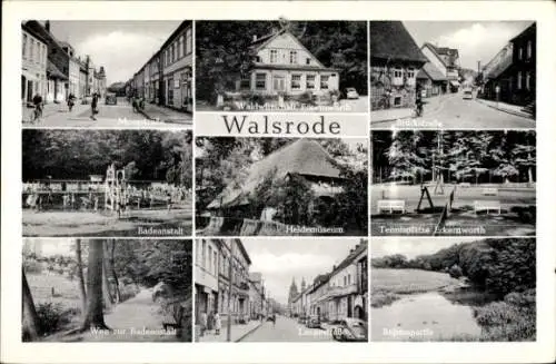 Ak Walsrode Lüneburger Heide, Moorstraße, Badeanstalt, Waldwirtschaft Eckernworth, Brückstraße