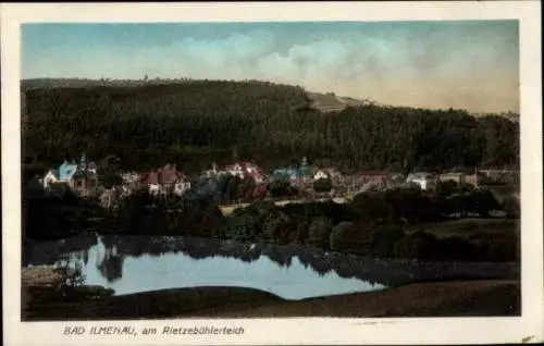Ak Ilmenau in Thüringen, Rietzebühlerteich, Panorama