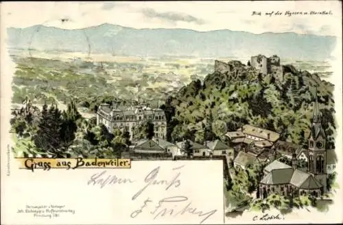 Künstler Litho Badenweiler im Schwarzwald, Gesamtansicht