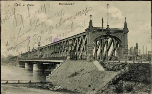 Ak Kehl am Rhein, Blick auf die Rheinbrücke