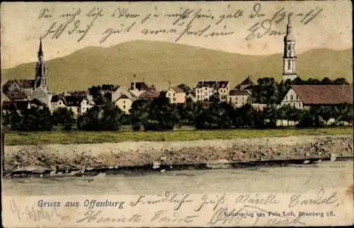 Ak Offenburg am Schwarzwald, Ortschaft, Kirchtürme