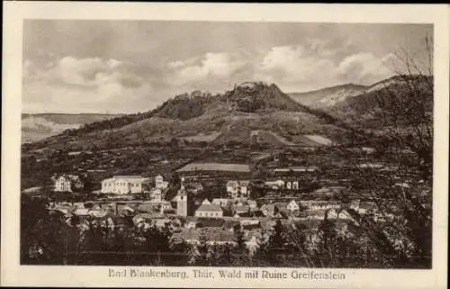 Ak Bad Blankenburg in Thüringen, Panorama, Burg Greifenstein, Ruine