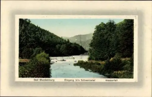 Ak Bad Blankenburg in Thüringen, Wasserfall, Eingang ins Schwarzatal