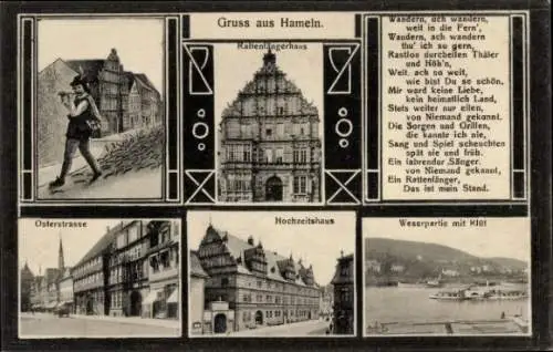 Ak Hameln a. d. Weser, Rattenfängerhaus, Hochzeitshaus, Osterstraße