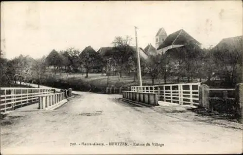 Ak Mertzen Merzen Haut Rhin, Dorfeingang