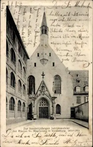 Ak Strasbourg Straßburg Elsass Bas Rhin, Kirche, Pfarrei St. Magdalena