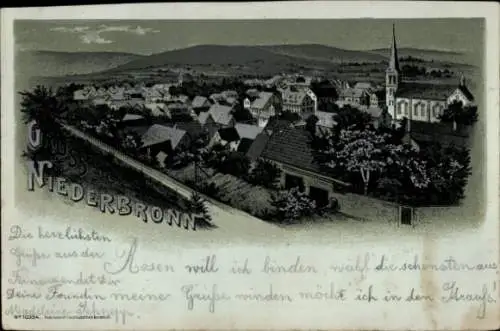 Mondschein Litho Niederbronn les Bains Bad Niederbronn Elsass Bas Rhin, Gesamtansicht