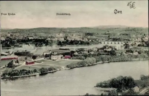 Ak Trondhjem Trondheim Norwegen, Panorama, Frue Kirke, Domkirken