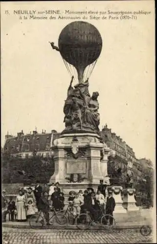Ak Neuilly sur Seine Hauts de Seine, Monument par Souscription publique a la Memoire des Aeuronautes