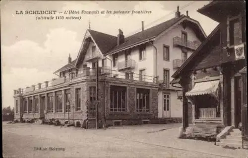 Ak Col de la Schlucht Vosges, Französisches Hotel und Grenzposten