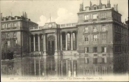 Ak Paris VII, Abgeordnetenkammer, Überflutetes Paris, Die Große Seine-Überschwemmung Januar 1910