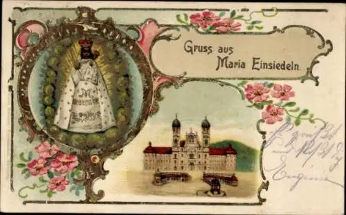 Litho Einsiedeln Kanton Schwyz Schweiz, Maria Einsiedeln, Marienbild