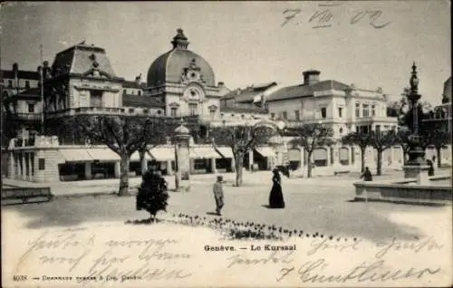 Ak Genf, Blick auf den Kursaal, Bäume, Passanten