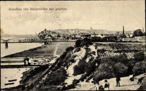Ak Grudziądz Graudenz Westpreußen, Teilansicht, Brücke